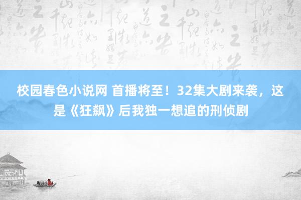 校园春色小说网 首播将至！32集大剧来袭，这是《狂飙》后我独一想追的刑侦剧