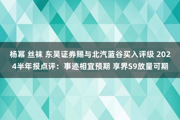 杨幂 丝袜 东吴证券赐与北汽蓝谷买入评级 2024半年报点评：事迹相宜预期 享界S9放量可期