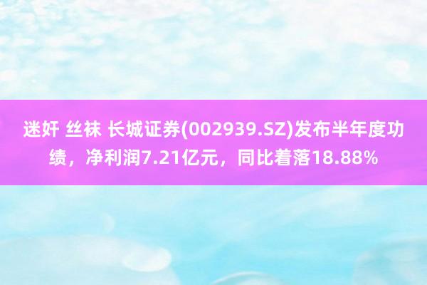 迷奸 丝袜 长城证券(002939.SZ)发布半年度功绩，净利润7.21亿元，同比着落18.88%