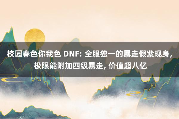 校园春色你我色 DNF: 全服独一的暴走假紫现身， 极限能附加四级暴走， 价值超八亿