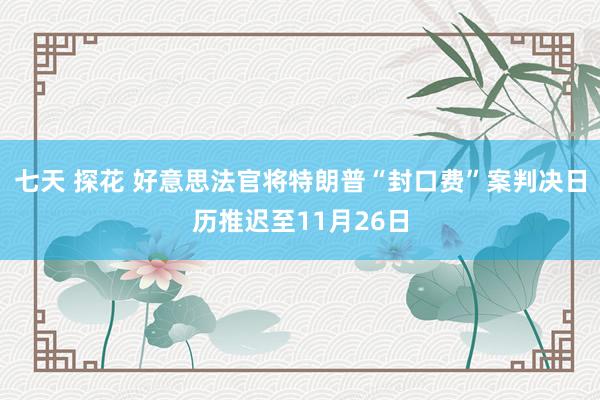 七天 探花 好意思法官将特朗普“封口费”案判决日历推迟至11月26日