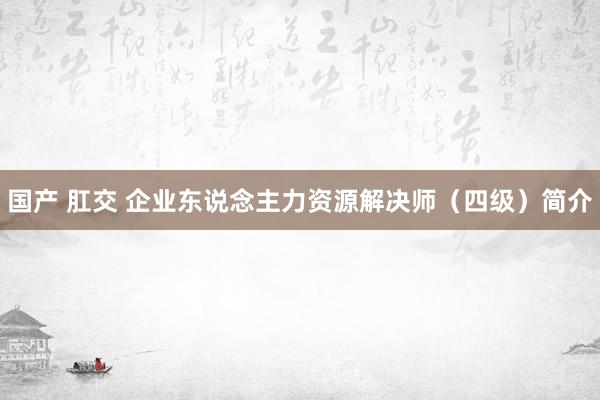 国产 肛交 企业东说念主力资源解决师（四级）简介